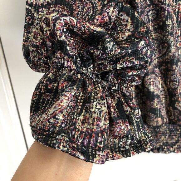 DEMOCRACY WOMEN'S TOPS PLUS SIZE 1X PULLOVER PAISLEY LONG FLOUNCE SLEEVE - Picture 7 of 10